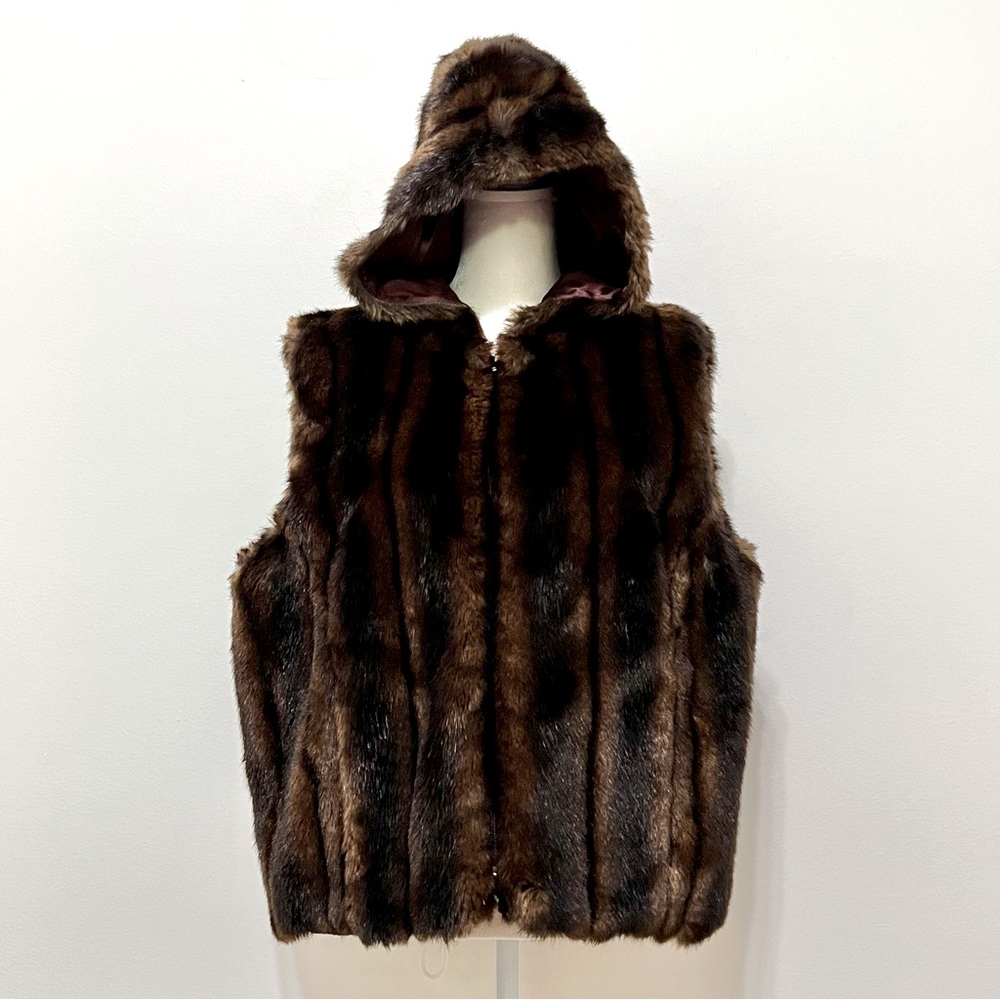 Vintage Lauren Ralph Lauren Faux Fur Vest with Hood